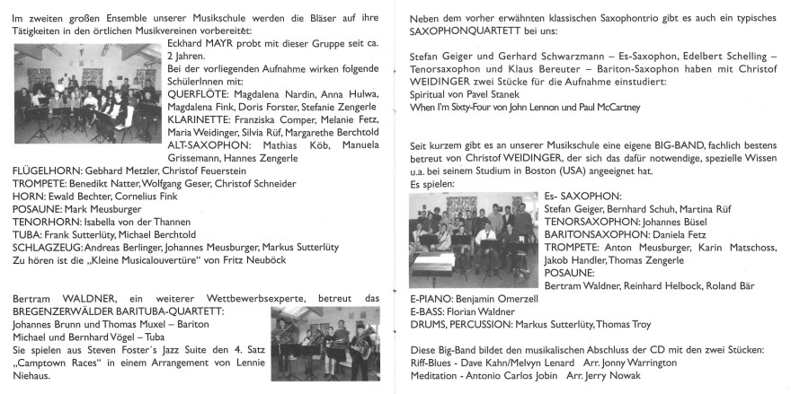 Booklet Jubil&auml;ums CD 1999-2000