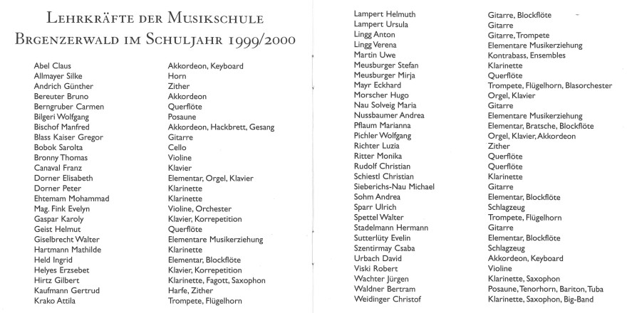 Booklet Jubil&auml;ums CD 1999-2000