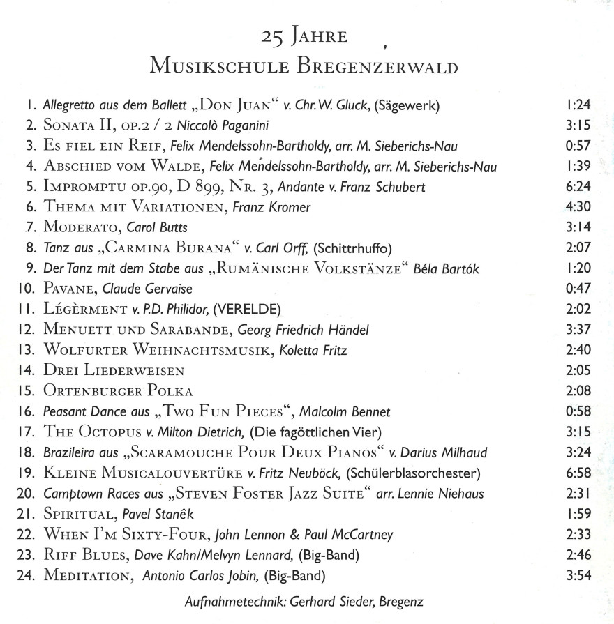 Booklet Jubil&auml;ums CD 1999-2000